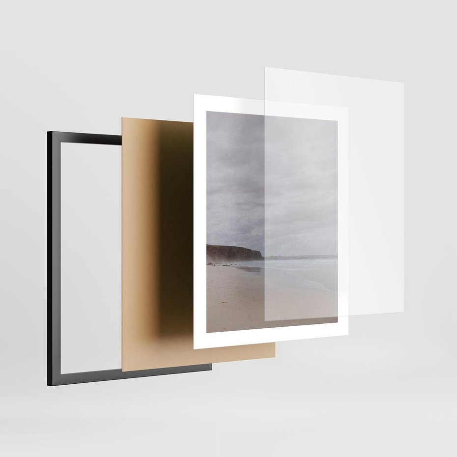 Plakat w ramie 40x50 - Mglista plaża - plaża, mgła - rama czarna