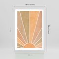 Plakat w ramie 50x70 - Grafika Boho w Odcieniach Pomarańczu - boho słońce, grafika - rama biała