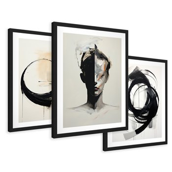 Zestaw obrazy w ramie 30x40 galeria - loft, abstrakcja, industrialny - rama czarna