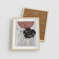 Plakat w ramie 40x50 - Nowoczesna Monstera: Szkic w Grafice - nowoczesna grafika, monstera - rama drewno