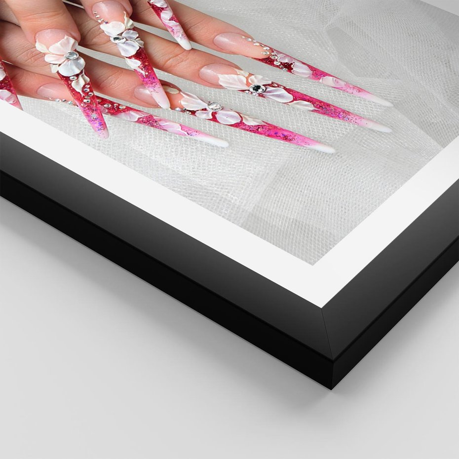 Plakat w ramie 40x50 - Paznokcie jak dzieło sztuki - paznokcie, manicure - rama czarna