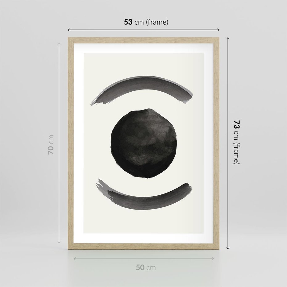 Plakat w ramie 50x70 - Bezczasowe Echo - abstrakcyjne plamy okręgi, akwarelowe - rama drewno