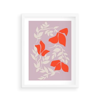 Plakat w ramie 40x50 - Kwiatowa Kreatywność - nowoczesny plakat, roślinne motywy - rama biała