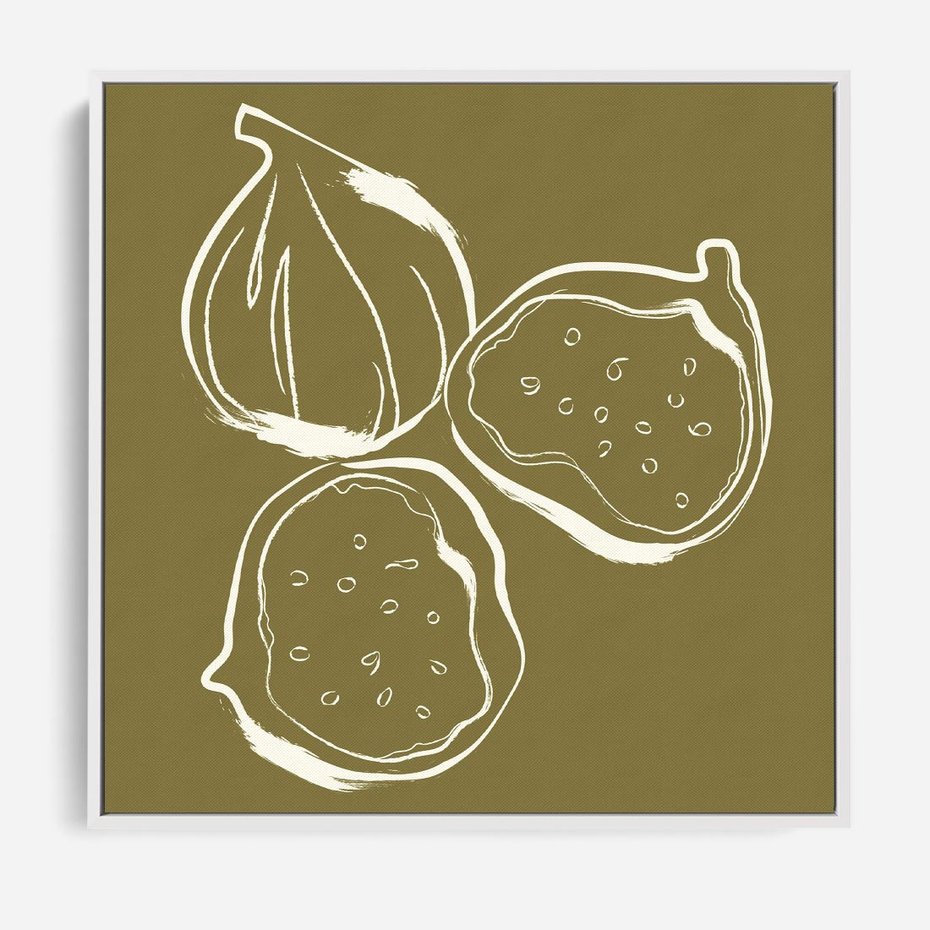 Obraz w ramie 80x80 - Podróżne Barwy - figi, minimalistyczny styl - rama biała