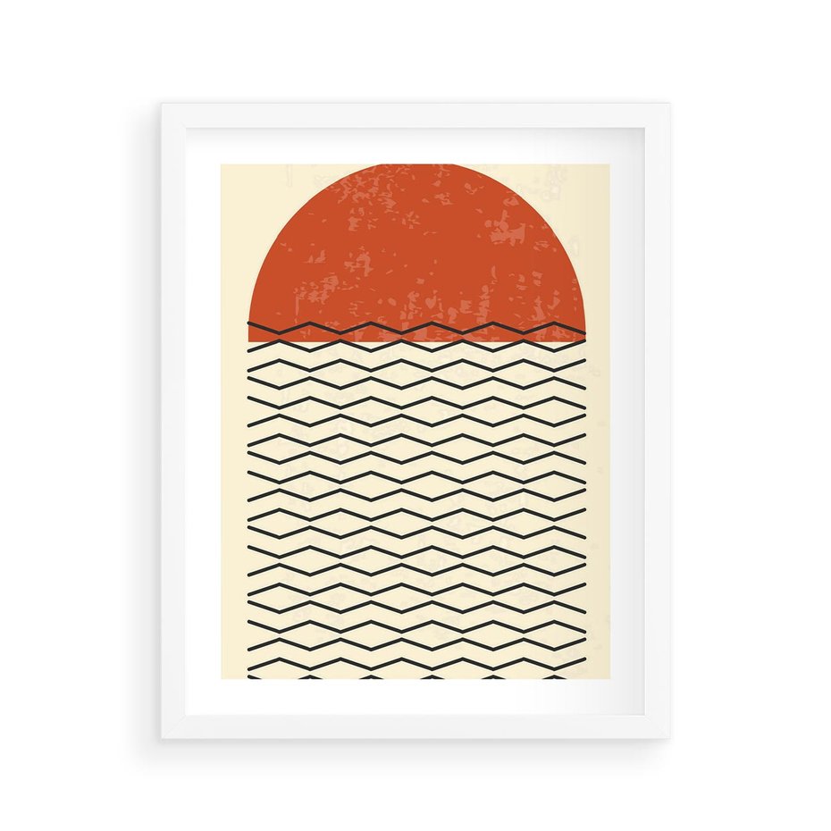Plakat w ramie 40x50 - Abstrakcyjne Wzory na Plakacie - geometryczna sztuka, nowoczesny plakat - rama biała