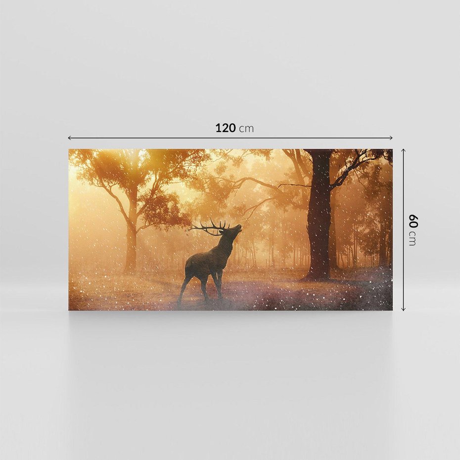 Obraz na płótnie 120x60 - Spotkanie jelena w lesie - jeleń, las