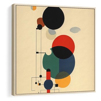 Obraz w ramie 50x50 - Migocące Impresje Odniesień - abstrakcyjna geometryczna kompozycja, koła linie - rama drewno