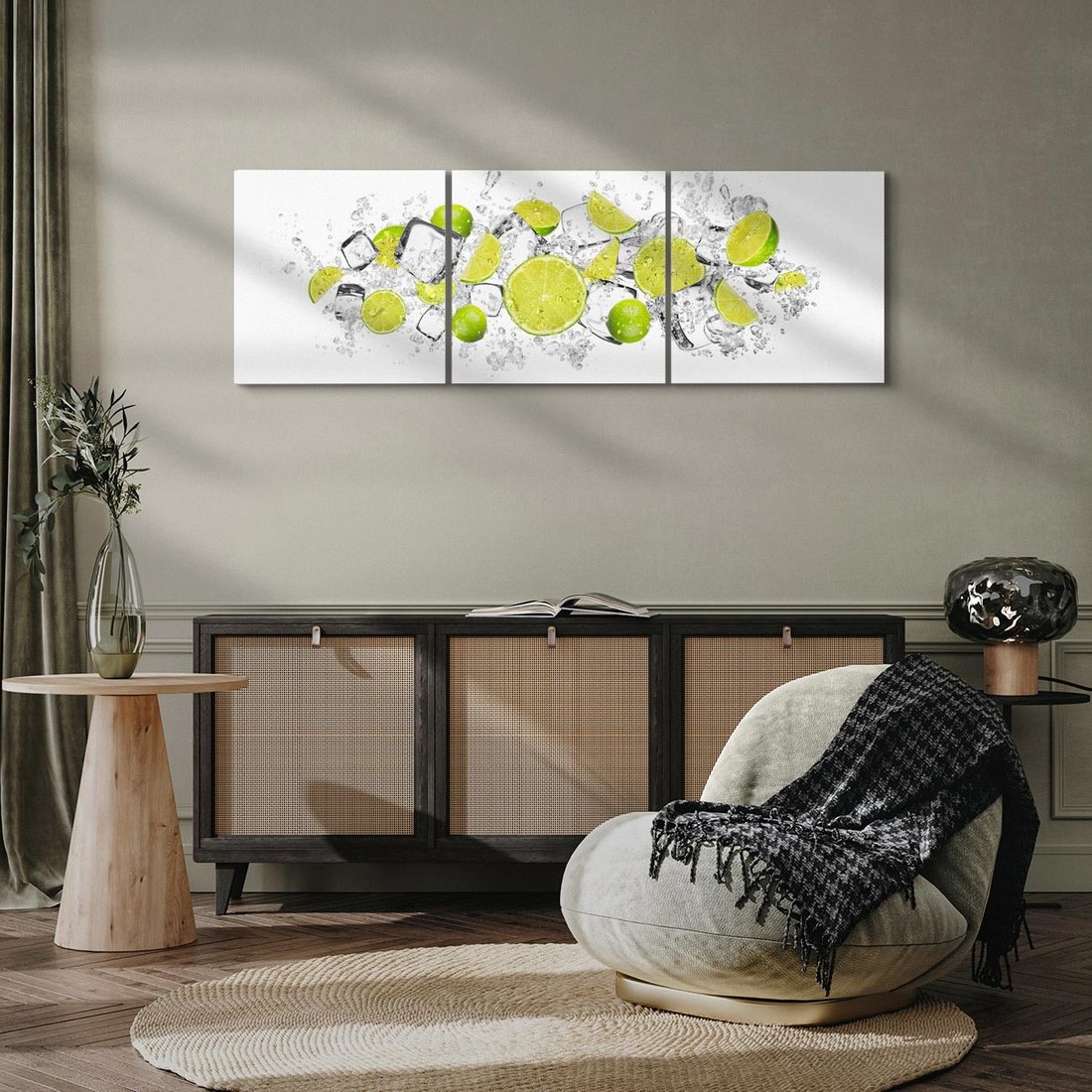 Obraz na płótnie 120x40 - Rześkość i smak - limonki, lód