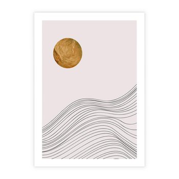 Plakat bez ramy 40x50 - Minimalistyczne Słońce: Blask i Złoto - grafika, minimalizm