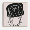 Obraz w ramie 50x50 - Abstrakcyjne Harmonie - abstrakcyjne szkicowane linie, minimalizm - rama drewno