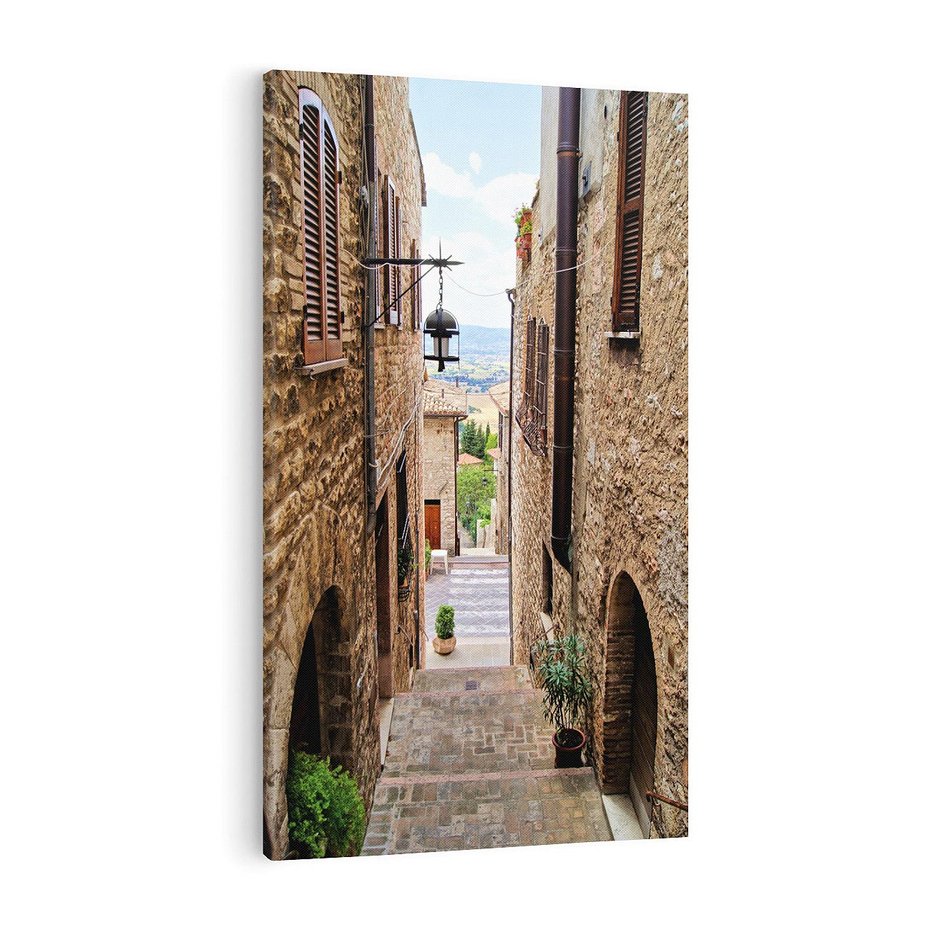 Obraz na płótnie 70x100 - Perspektywa malowniczej uliczki - uliczka, perspektywa