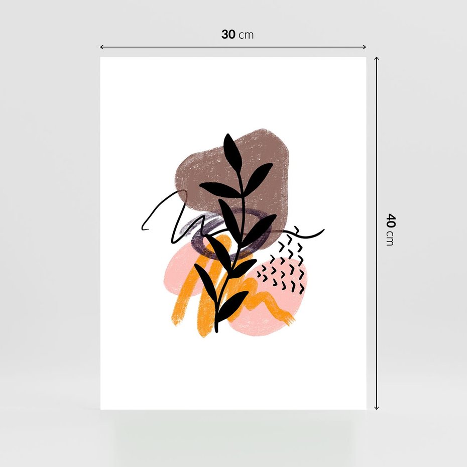 Plakat bez ramy 30x40 - Echa Kształtującej się Wyobraźni - abstrakcyjna sztuka, liść gałązka