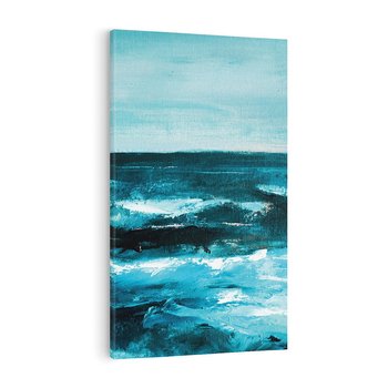 Obraz na płótnie 80x120 - Burza Nad Granatowym Oceanem - piękny marynistyczny obraz olejny, wzburzone ciemne morze