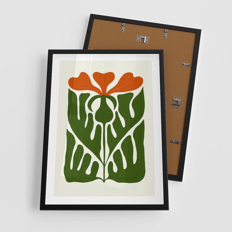 Plakat w ramie 50x70 - Minimalistyczny Urok Kwiatu - kwiat, sztuka nowoczesna - rama czarna