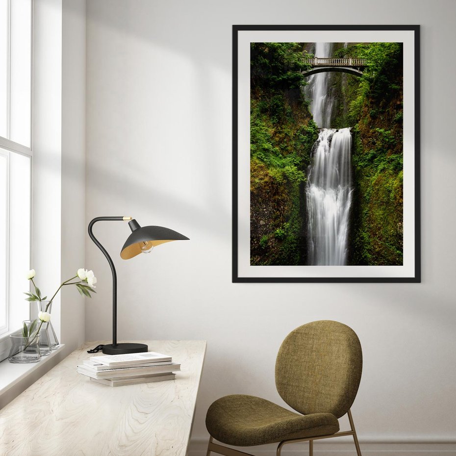 Plakat bez ramy 21x30 - Siła i Urok Natury - wodospad, las