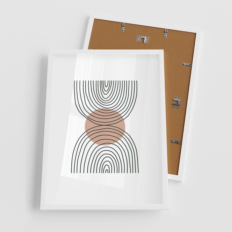 Plakat w ramie 50x70 - Przenikające Widzenia - półkola, koło - rama biała