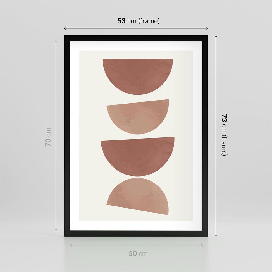 Plakat w ramie 50x70 - Abstrakcyjne Widzenia - abstrakcyjne geometryczne kształty, odcienie brązu i beżu - rama czarna