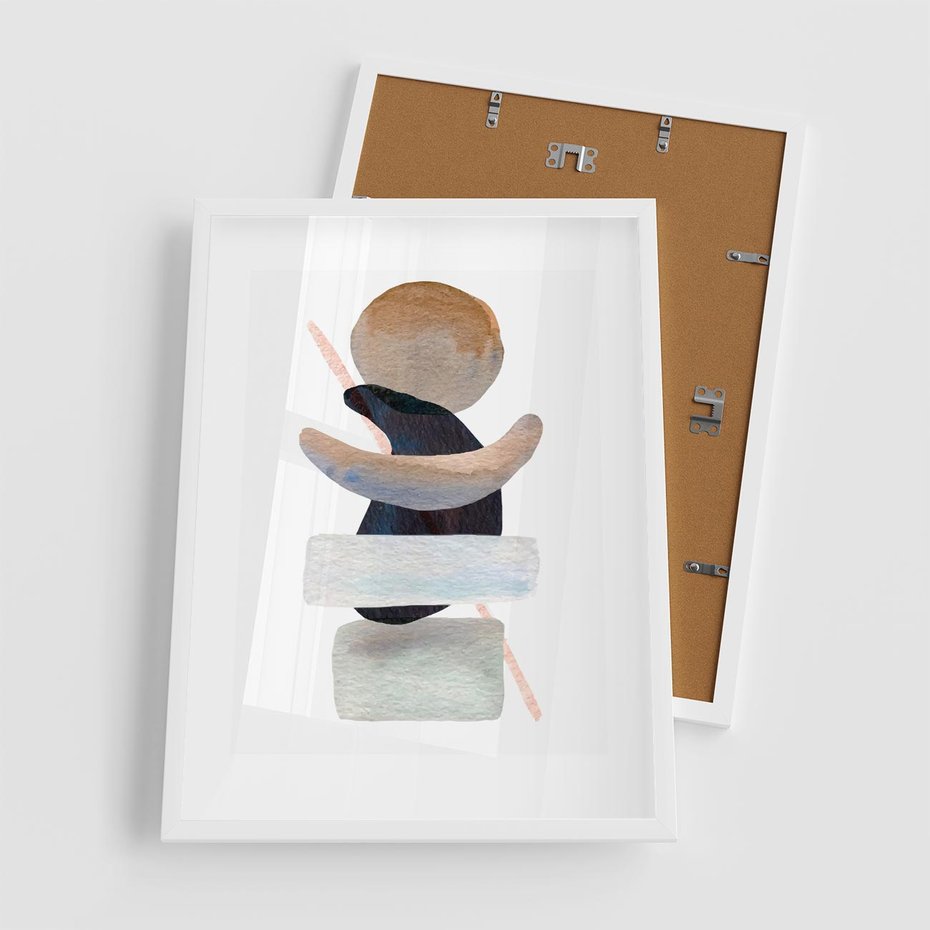 Plakat w ramie 50x70 - Rozkwitające Nowe Wymyślności - abstrakcja, akwarelowe plamy - rama biała