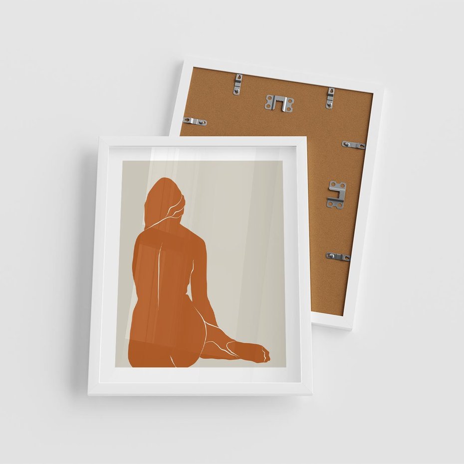 Plakat w ramie 40x50 - Kobieca Sylwetka w Stylu Modernistycznym - modernistyczny pakat, kobieca sylwetka - rama biała