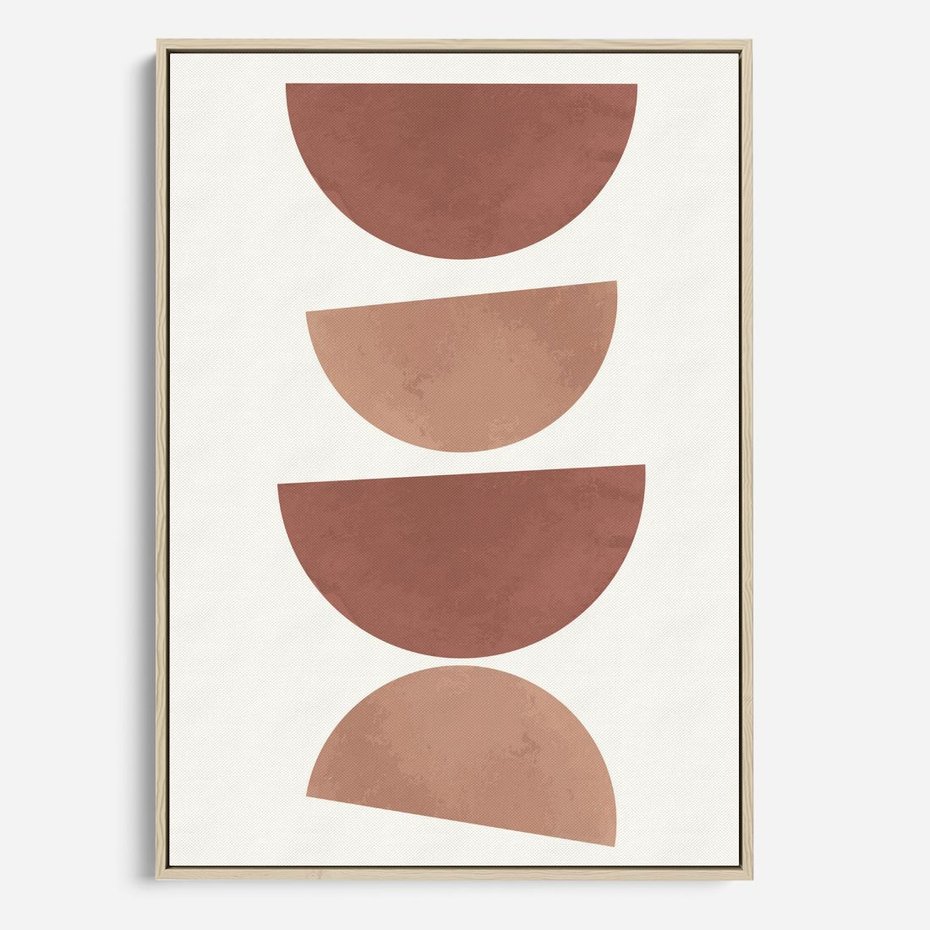 Obraz w ramie 80x120 - Abstrakcyjne Widzenia - abstrakcyjne geometryczne kształty, odcienie brązu i beżu - rama drewno