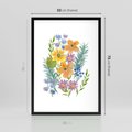 Plakat w ramie 50x70 - Migocące Widoki Kwiatów - akwarelowe polne kwiaty, minimalistyczny plakat - rama czarna