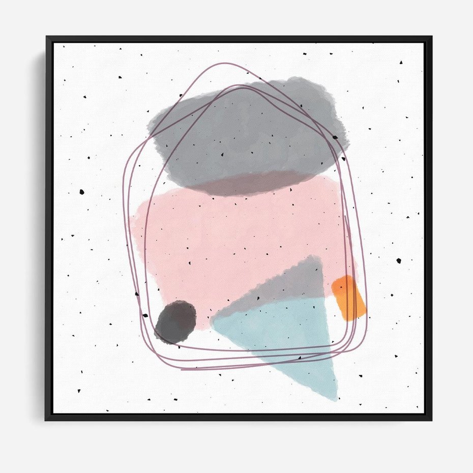 Obraz w ramie 50x50 - Migotliwa Opowieść - abstrakcyjna kompozycja, jak ręcznie malowana - rama czarna