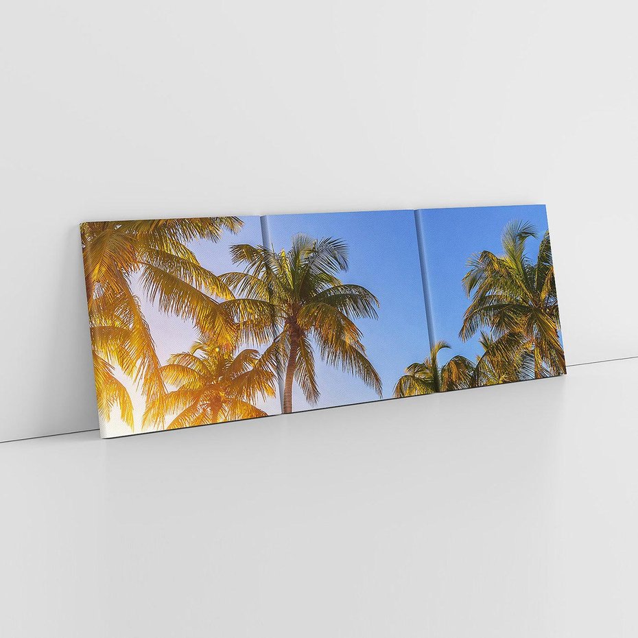 Obraz na płótnie 150x50 - Rajskie palmy w tropikalnym raju - palmy, tropiki