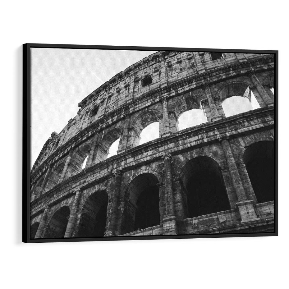 Obraz w ramie 100x70 - Koloseum w Czarnej Bieli - antyczna architektura, koloseum - rama czarna