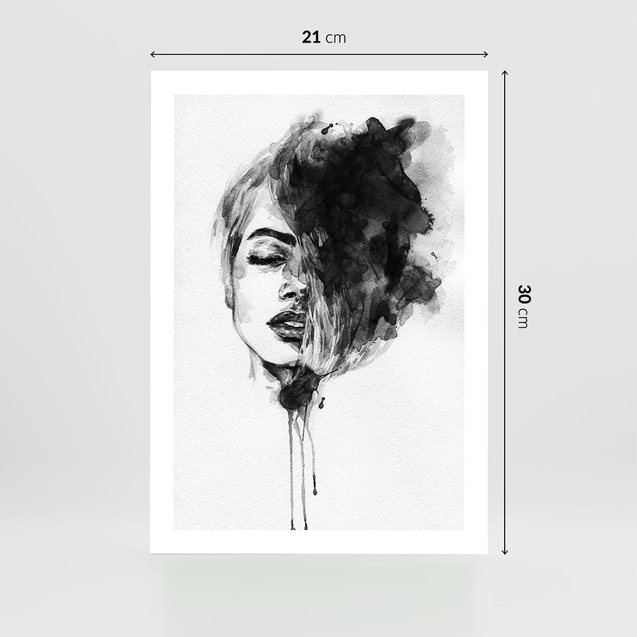 Plakat bez ramy 21x30 - Kobieta w akwareli - kobieta, akwarela