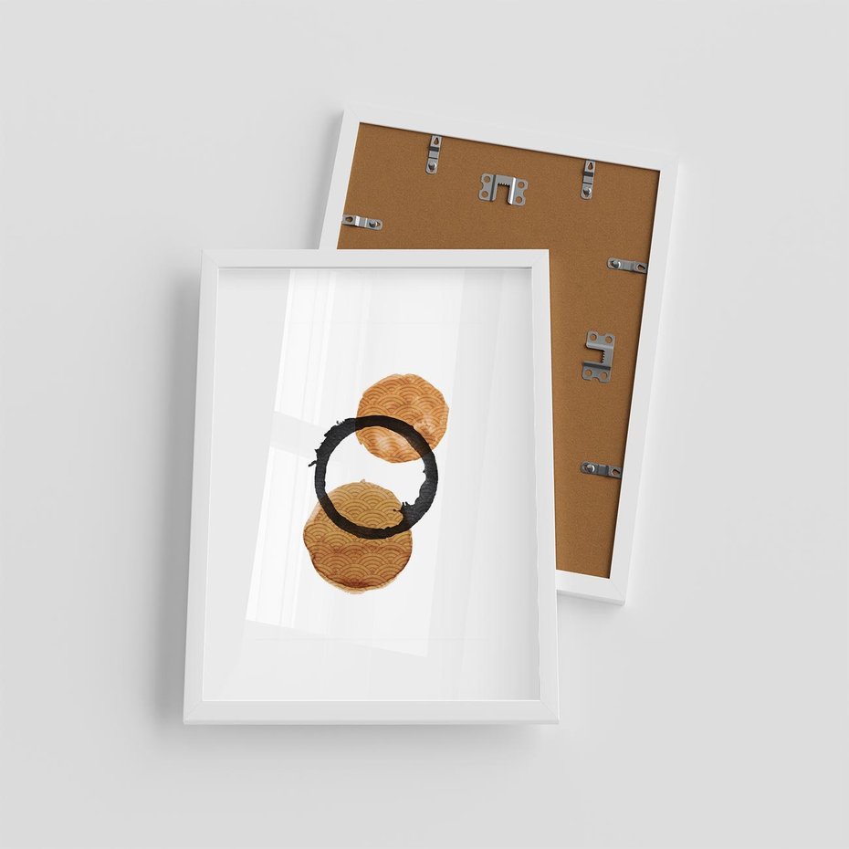Plakat w ramie 30x40 - Japandi Geometria: Minimalistyczna Grafika - japońska sztuka, geometria - rama biała