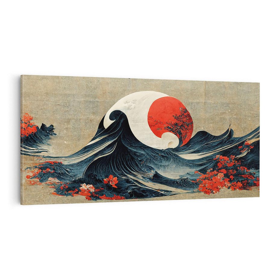 Obraz na płótnie 100x50 - Requiem dla marzeń - sztuka japońska, fale oceanu