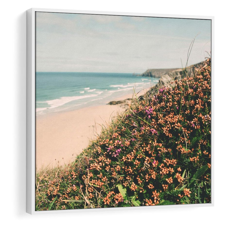 Obraz w ramie 80x80 - Perspektywa Klifu - fotografia, ocean - rama biała