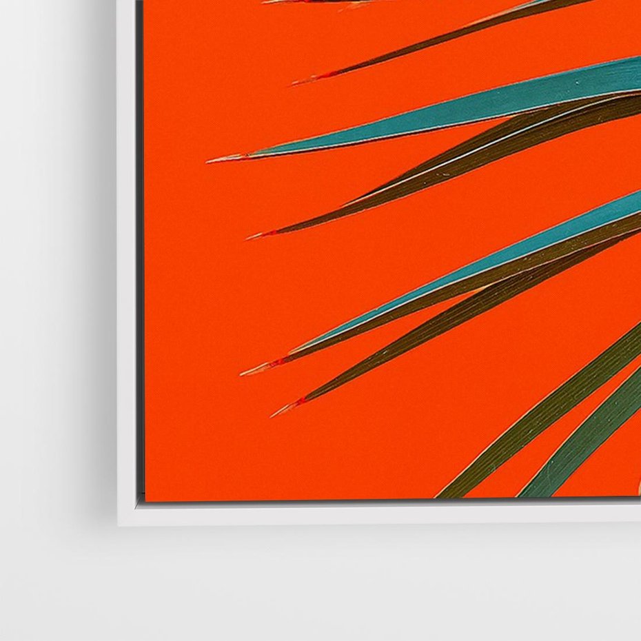 Obraz w ramie 100x70 - Egzotyczny Urok - liście, palma - rama biała