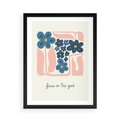 Plakat w ramie 50x70 - Linie kwiatowych marzeń - minimalistyczna kwiatowa kompozycja, pastelowe kolory - rama czarna