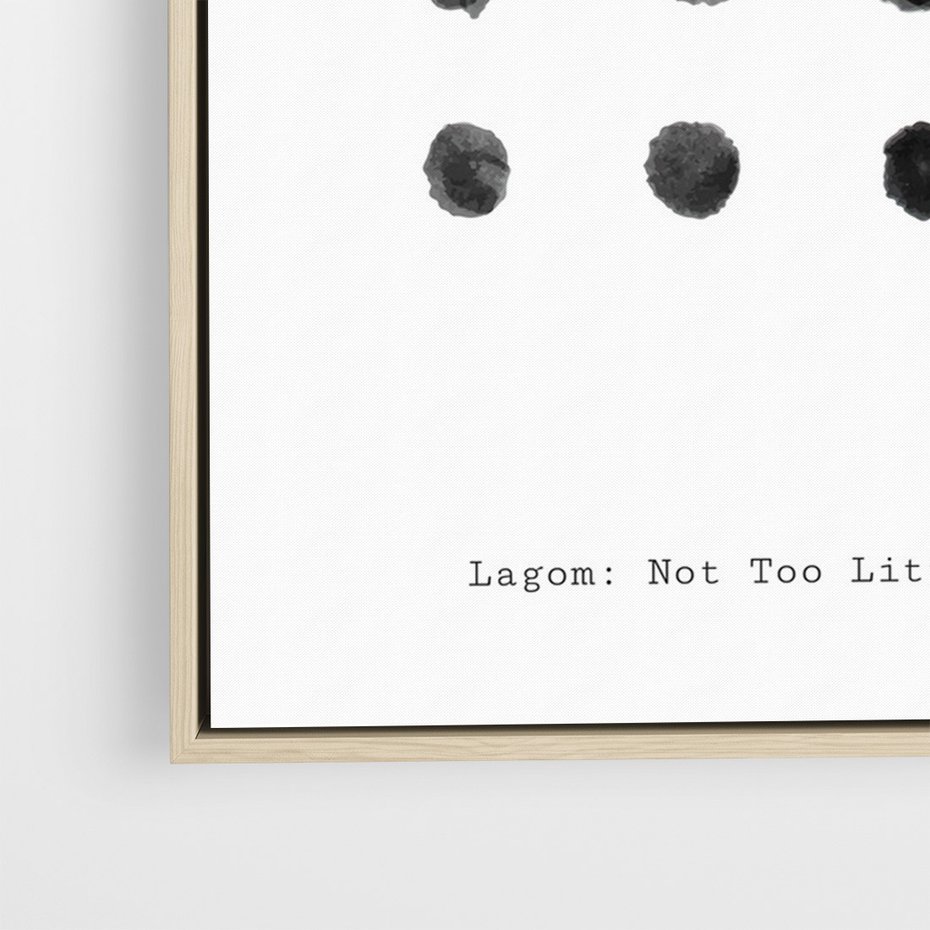 Obraz w ramie 70x100 - Boho Sztuka Wolości - minimalistyczny plakat, czarne kropki na białymtle - rama drewno