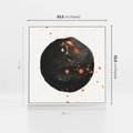 Obraz w ramie 50x50 - Wnętrza Marzeń - abstrakcyjna czarna plama, rozsiane pomarańczowe kropki - rama biała
