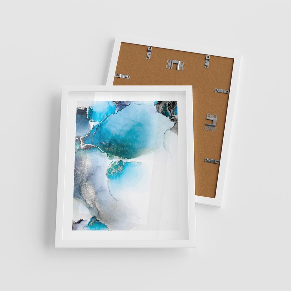 Plakat w ramie 40x50 - Marmur złotą akwarelą - marmur, akwarela - rama biała