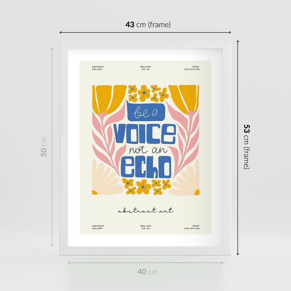 Plakat w ramie 40x50 - Złote Impulsy - typografia, kwiaty - rama biała