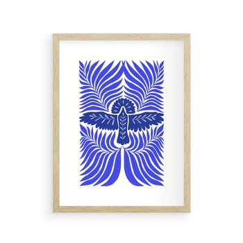 Plakat w ramie 30x40 - Etniczne Rekwizyty - etniczne roślinne wzory, granat - rama drewno