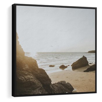 Obraz w ramie 50x50 - Magia Wieczornego Spokoju - plaża, zachód - rama czarna