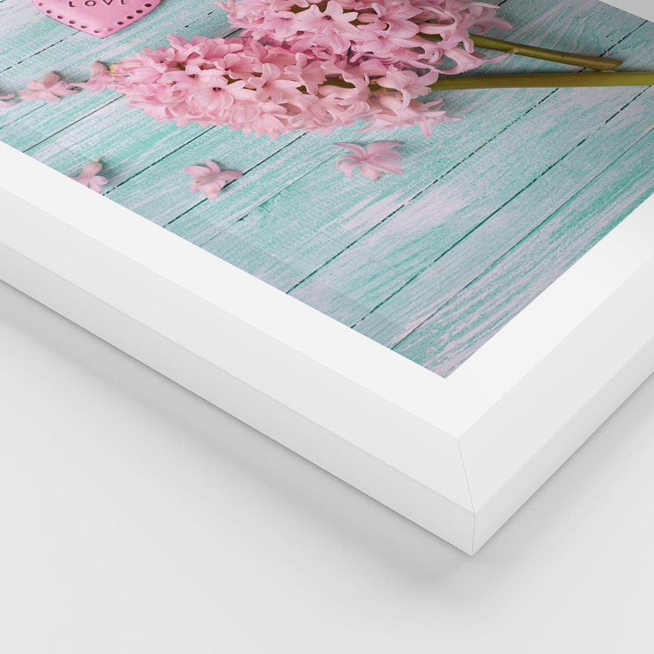 Plakat w ramie 30x40 - Hiacynty w Kwiatowej Kompozycji - hiacynty, kwiaty - rama biała