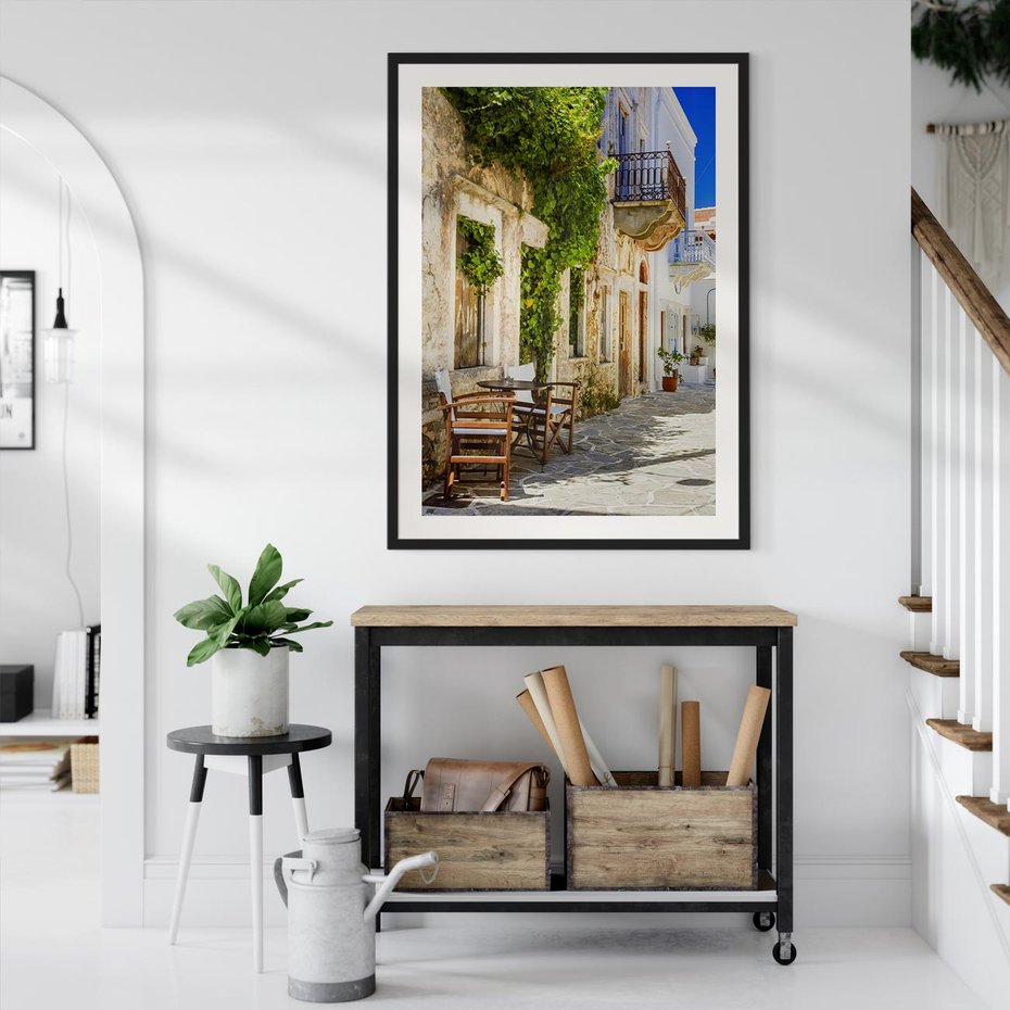 Plakat w ramie 50x70 - Zaklęta Przestrzeń - uliczka, perspektywa - rama czarna