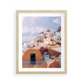 Plakat w ramie 40x50 - Błękit Morza i Białe Domki - Santorini, wyspa - rama drewno