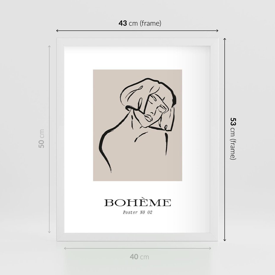 Plakat w ramie 40x50 - Echa Nieznanych Konturów - boho plakat, typografia - rama biała