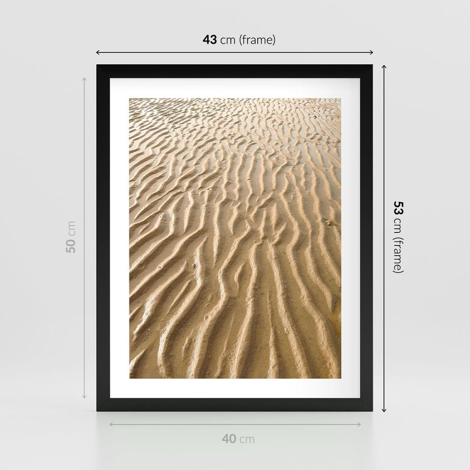 Plakat w ramie 40x50 - Piasek i Nieskończoność - pustynia, piasek - rama czarna