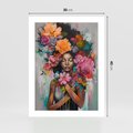 Plakat bez ramy 30x40 - Z Głową w Kwiatach - obraz olejny, sztuka nowoczesna