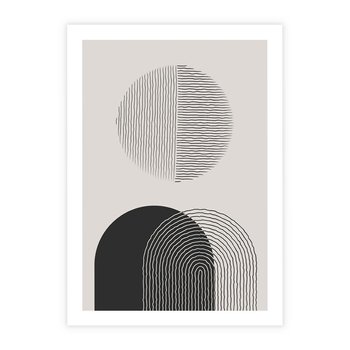 Plakat bez ramy 30x40 - Przenikająca Rzeczywistość - abstrakcyjna kompozycja, okręgi i półokręgi