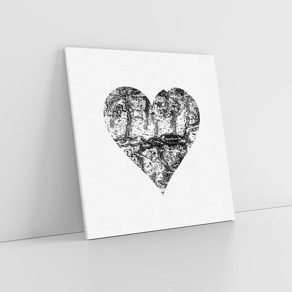 Obraz na płótnie 60x60 - Drzewo Serca - czarne serce, tekstura jak kora drzewa