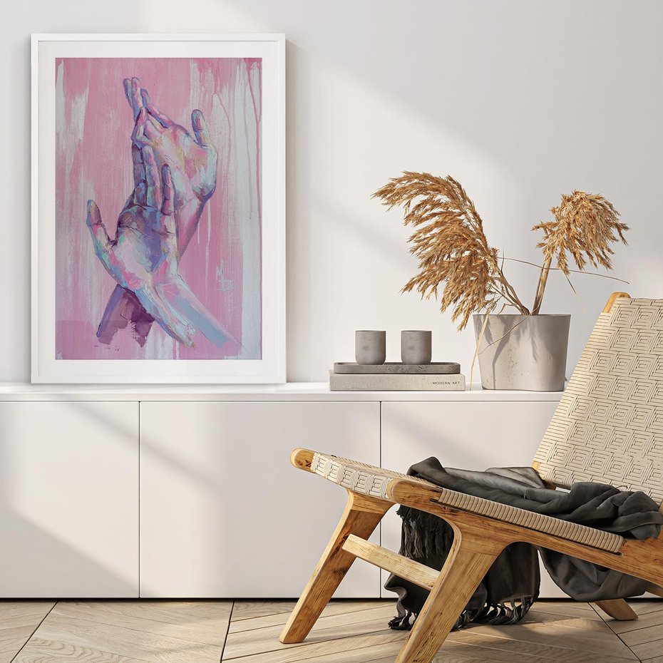 Plakat bez ramy 30x40 - Splecione - obraz olejny, pastelowe kolory