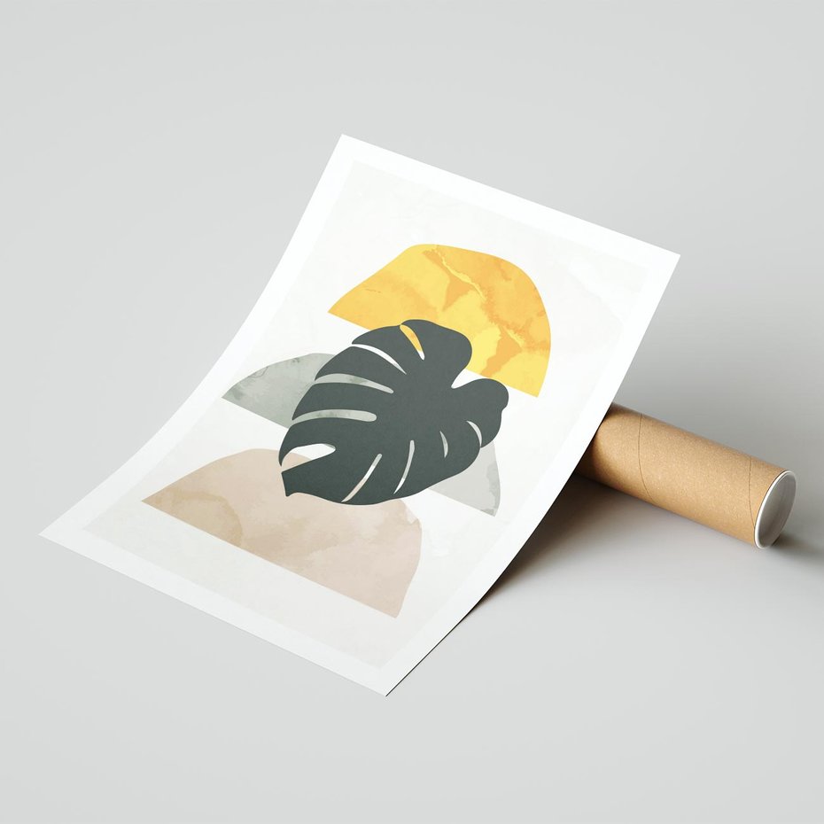 Plakat bez ramy 40x50 - Monstera i Boho Elementy - grafika, boho klimat